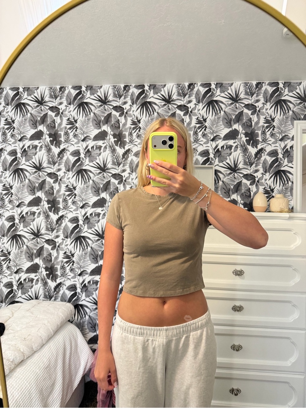 Women's Short Sleeve Crop Top in light brown